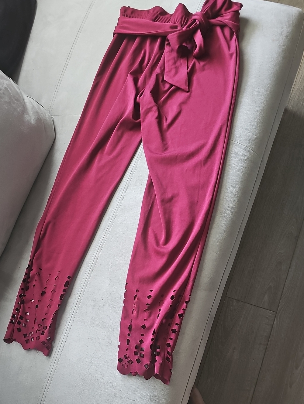 SHEIN Paperbag Tie-Waist Straight Leg Pants